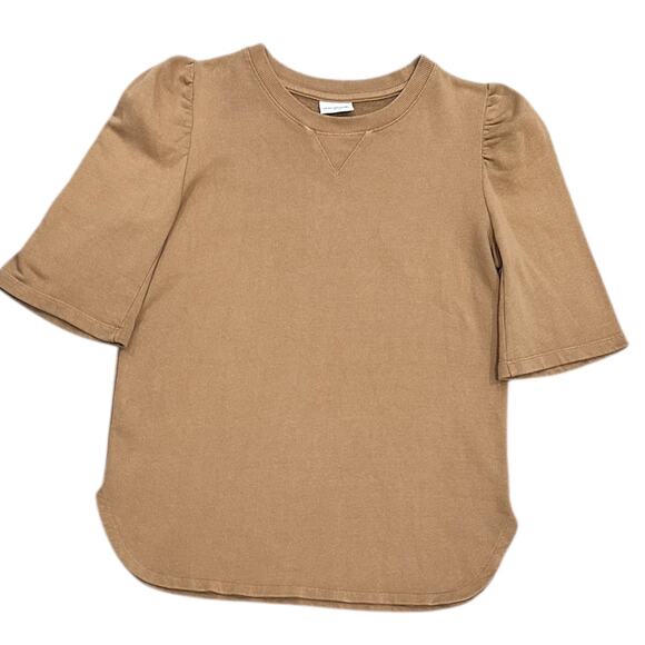 Dries Van Noten Puff Sleeve Top In Camel Brown - Picture 2 of 7
